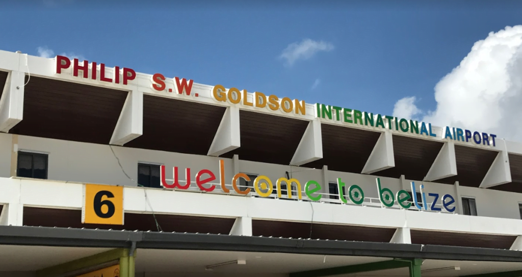 belize main airport welcome sign