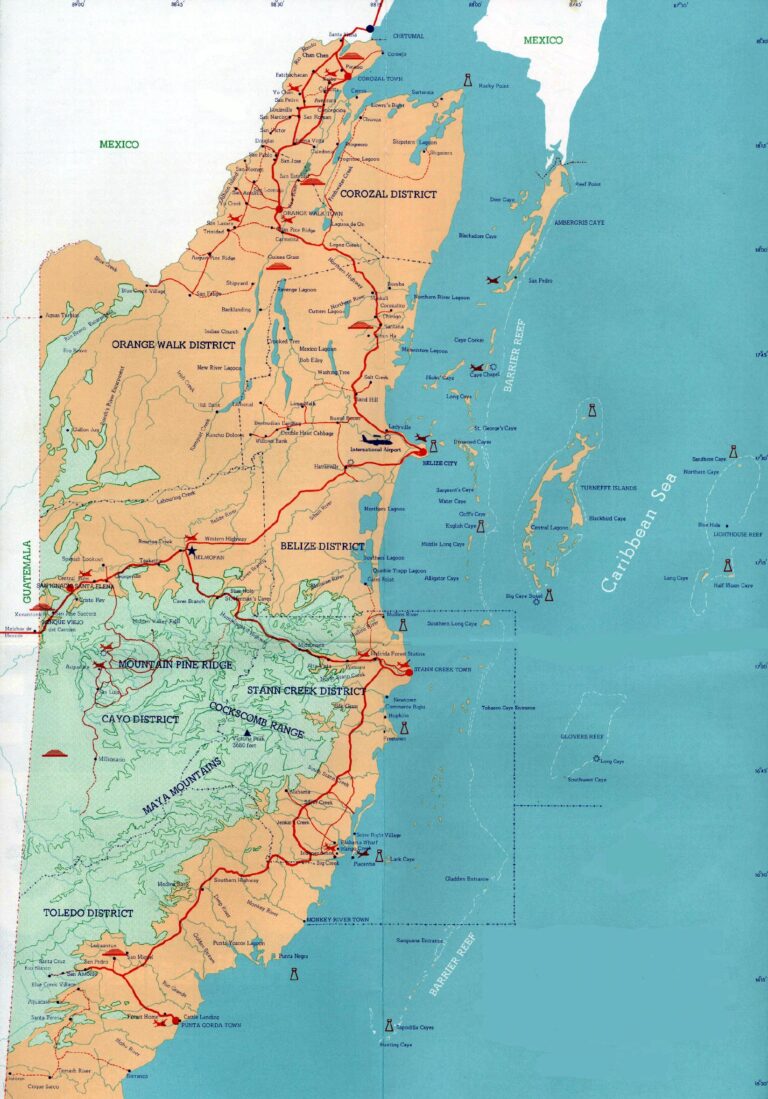 Map Of Belize Highway 768x1099 